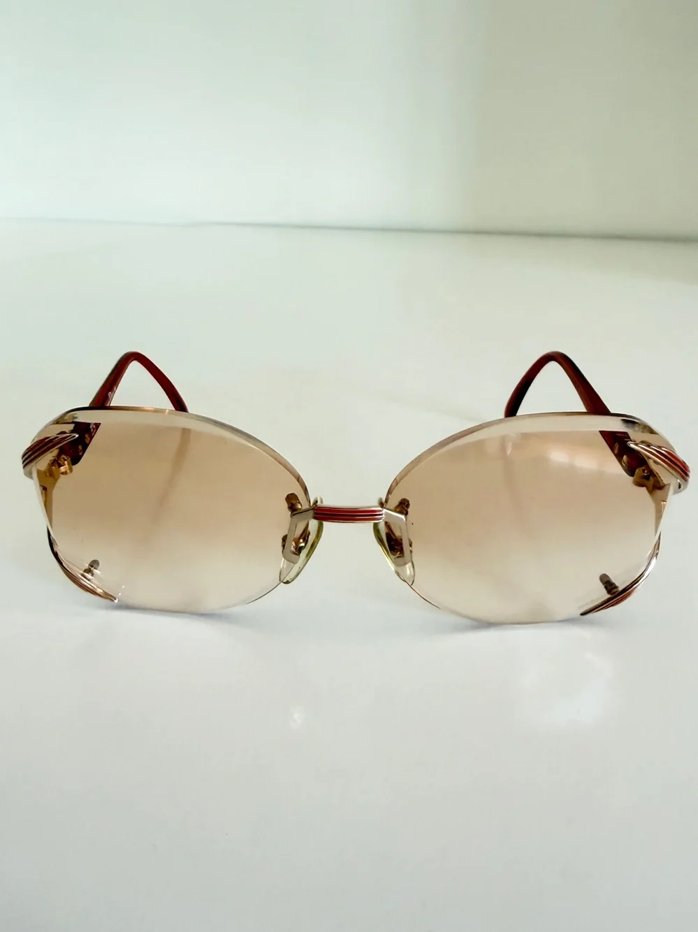Vintage Christian Dior 2289 Sunglasses Optyl Gold Burgundy 80s Butterfly Austria